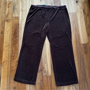 BCBG Maxazria Plus Size Velour Drawstring Lounge Pants Brown Women's size 2X